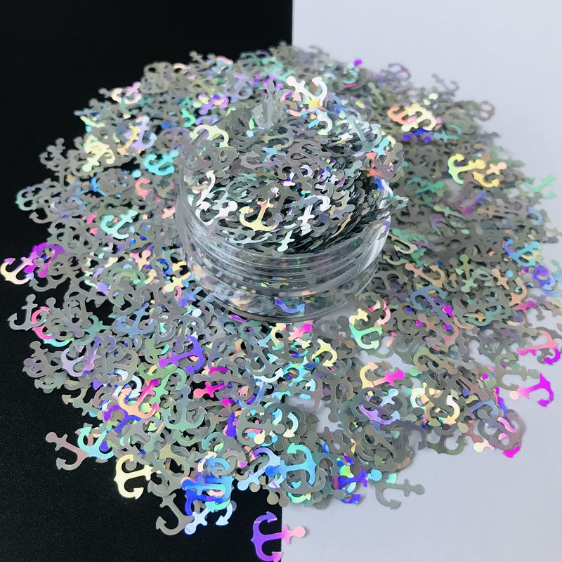PrettyG 10 Grams/Pack -Boat Anchor Shape Holographic Glitter Sequins - Festival Rave Beauty Makeup Face Body Nail Art Decoration LB100 - Image 3